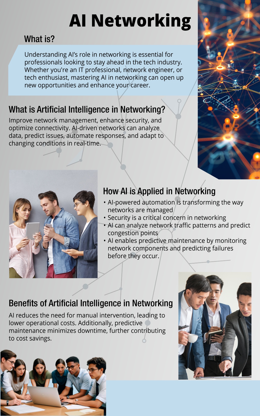 Artificial intelligence in networing infographic